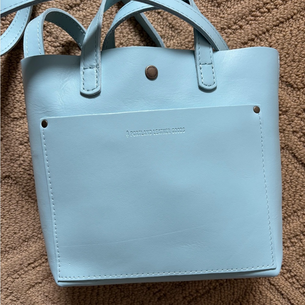 Portland Leather Sky Blue Crossbody Tote